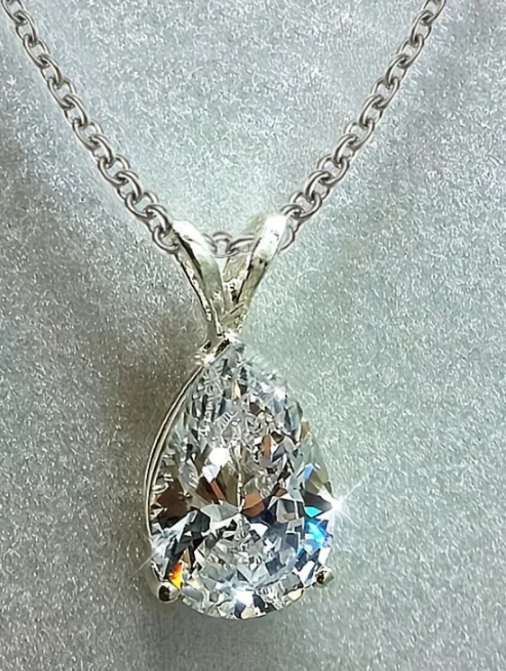 ♥️L $10 Each Or Bundle 4/$20 Silver Teardrop Crystal Pendant Necklace